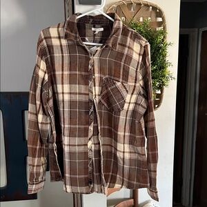 Maurices Men's Casual Brown Plaid Shirt